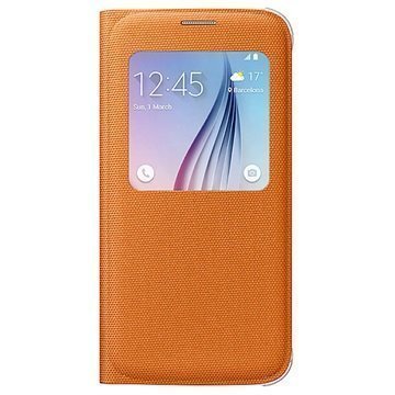 Samsung Galaxy S6 S-View Läpällinen Kangaskotelo EF-WG920BO Oranssi