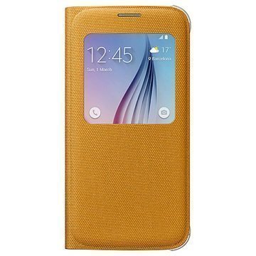 Samsung Galaxy S6 S-View Läpällinen Kangaskotelo EF-WG920BY Keltainen