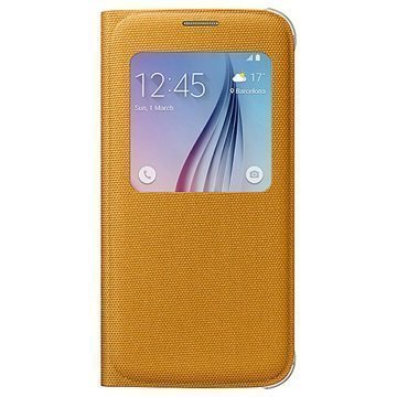 Samsung Galaxy S6 S-View Läpällinen Kangaskotelo EF-WG920BY Keltainen