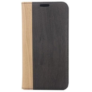 Samsung Galaxy S6 Slim Läppäkotelo Wood Grain Harmaa