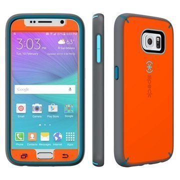 Samsung Galaxy S6 Speck MightyShell Faceplate Kotelo Oranssi / Liuskekivi Harmaa