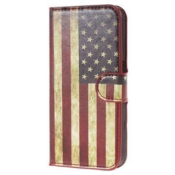 Samsung Galaxy S6 Tyylikäs Lompakkokotelo Vintage American Flag