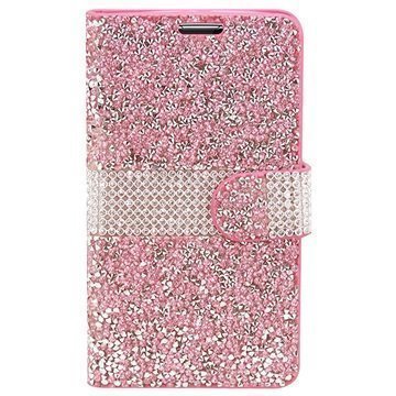 Samsung Galaxy S7 Beyond Cell Diamond Glitter Lompakkokotelo Vaaleanpunainen