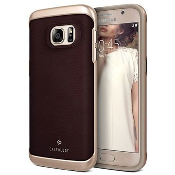 Samsung Galaxy S7 Caseology Envoy Nahkainen Suojakuori Hiilikuitu Kirsikkatammi / Kulta