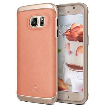 Samsung Galaxy S7 Caseology Envoy Nahkainen Suojakuori Hiilikuitu Pinkki / Kulta
