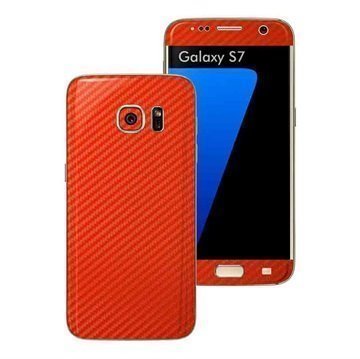 Samsung Galaxy S7 EasySkinz Textured Carbon Fibre Skin Punainen