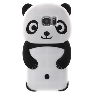 Samsung Galaxy S7 Edge 3D Panda Silikoninen Suojakuori Musta / Valkoinen