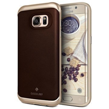 Samsung Galaxy S7 Edge Caseology Envoy Series Leather Case Brown / Gold