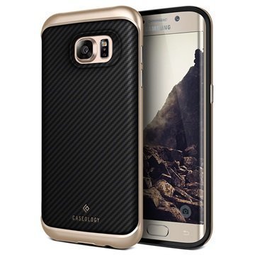 Samsung Galaxy S7 Edge Caseology Envoy Series Leather Case Carbon Fiber Black / Gold