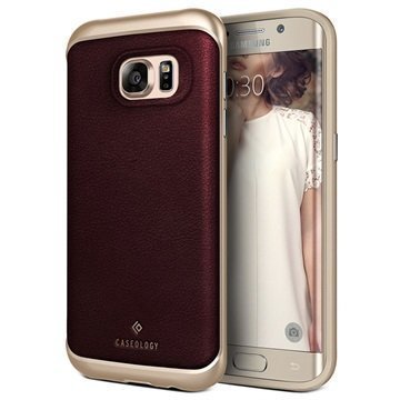 Samsung Galaxy S7 Edge Caseology Envoy Series Leather Case Cherry Oak / Gold
