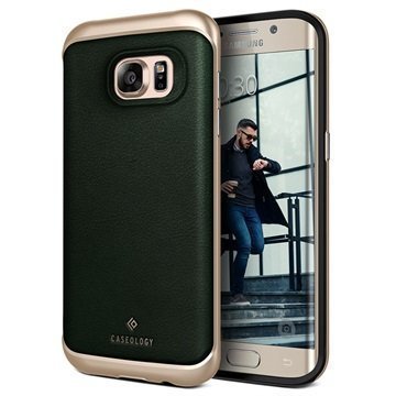 Samsung Galaxy S7 Edge Caseology Envoy Series Leather Case Green / Gold