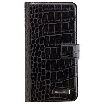 Samsung Galaxy S7 Edge Commander Book & Cover Kotelo Croco Musta