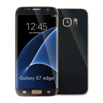 Samsung Galaxy S7 Edge EasySkinz Kuvioitu Hiilikuitukalvo Musta