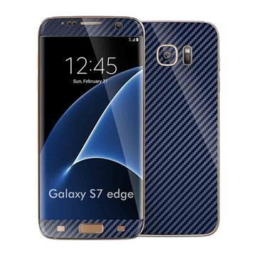 Samsung Galaxy S7 Edge EasySkinz Kuvioitu Hiilikuitukalvo Tummansininen