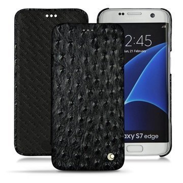 Samsung Galaxy S7 Edge Noreve Tradition D Nahkainen Läppäkotelo Horizon Autruche Musta