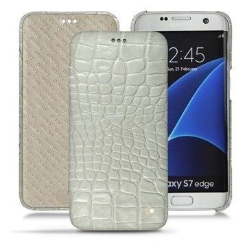 Samsung Galaxy S7 Edge Noreve Tradition D Nahkainen Läppäkotelo Horizon Crocodile Milk
