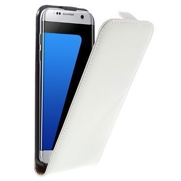 Samsung Galaxy S7 Edge Pystysuuntainen Nahkakotelo Valkoinen