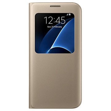 Samsung Galaxy S7 Edge S-View Läppäkotelo EF-CG935PF Kulta