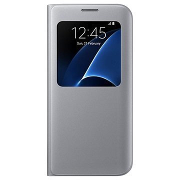 Samsung Galaxy S7 Edge S-View Läppäkotelo EF-CG935PSÂ - Hopea