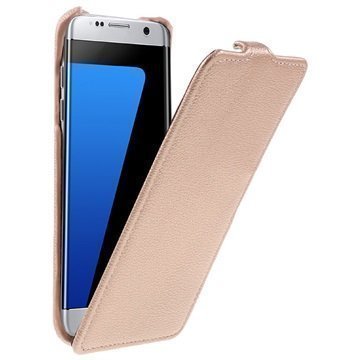 Samsung Galaxy S7 Edge Slim Vertical Läppäkotelo Ruusukulta