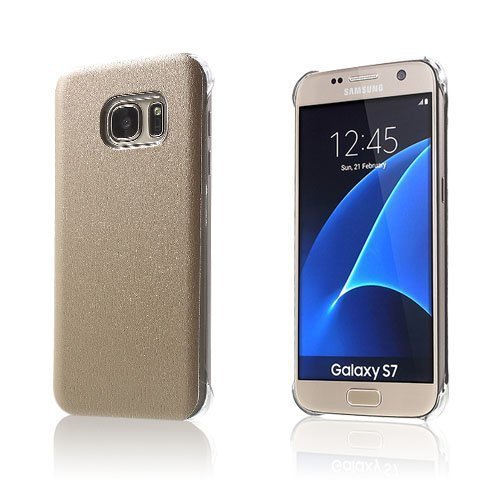 Samsung Galaxy S7 Litsi Nahkapäällysteinen Kuori Champagne