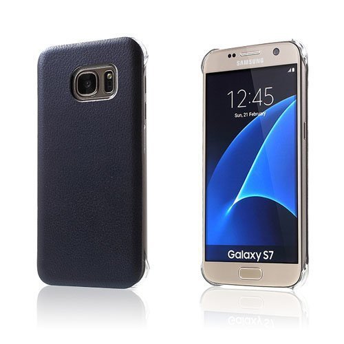 Samsung Galaxy S7 Litsi Nahkapäällysteinen Kuori Tummansininen