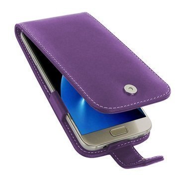 Samsung Galaxy S7 PDair Deluxe Nahkainen Läppäkotelo Violetti
