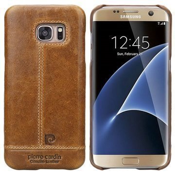 Samsung Galaxy S7 Pierre Cardin Nahkapintainen Suojakuori Ruskea