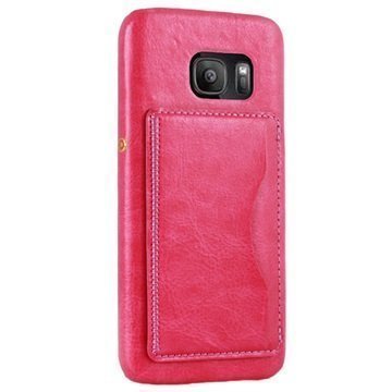 Samsung Galaxy S7 Retro Seisontatuki Kovakotelo Kuuma Pinkki