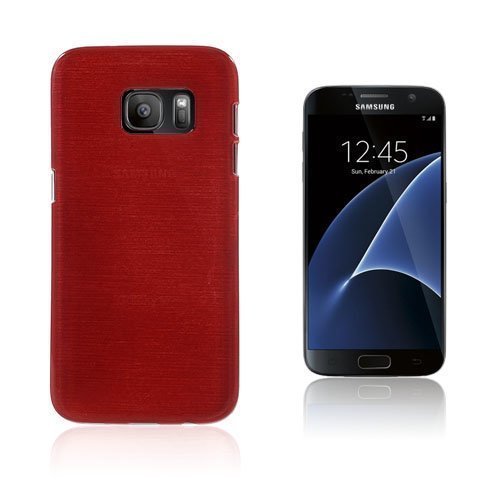 Samsung Galaxy S7 Tpu Kuori Jossa Kiiltävä Ulkopinta Ja Harjattu Sisäpinta Punainen