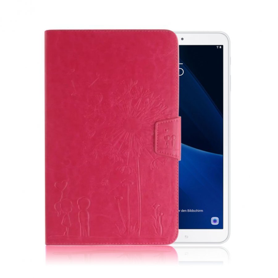 Samsung Galaxy Tab A 10.1 2016 Nahkakotelo Korttitaskuilla Kuuma Pinkki