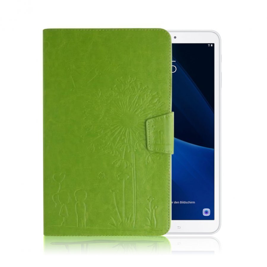 Samsung Galaxy Tab A 10.1 2016 Nahkakotelo Korttitaskuilla Vihreä