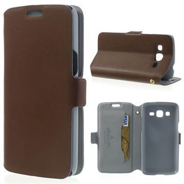 Samsung Galaxy Win Pro G3812 Doormoon Wallet Nahkakotelo Ruskea