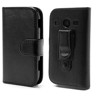 Samsung S7710 Galaxy Xcover 2 Wallet Nahkakotelo Musta