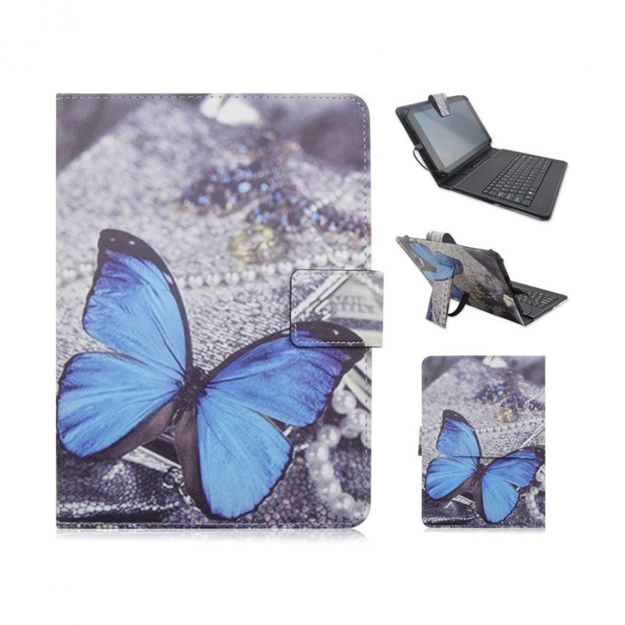 Samung Galaxy Tab Pro 8.4 Nahka Mini Näppäimistö Sininen Perhonen