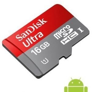 SanDisk Android Ultra microSDHC 16GB UHS-1 card + SD Adapter + Memory Zone Android App Class 10