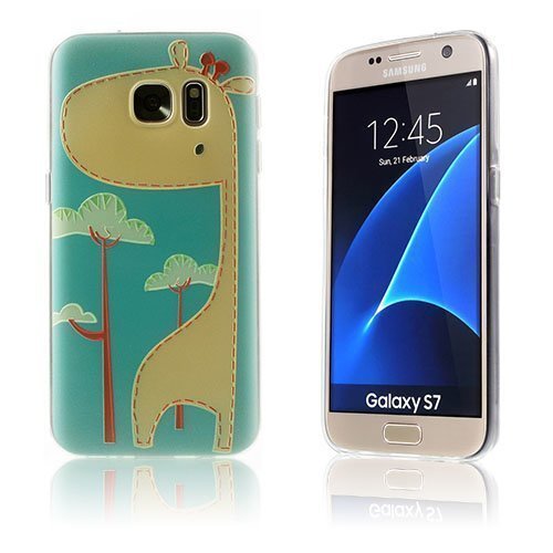 Sandemose Samsung Galaxy S7 Silikonikuori Ihastuttava Kirahvi
