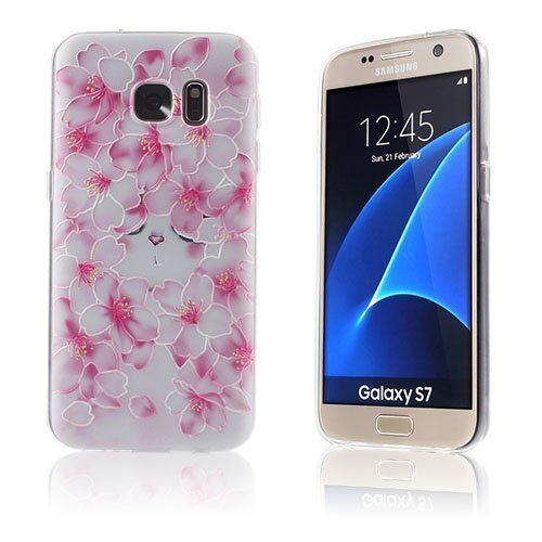 Sandemose Samsung Galaxy S7 Silikonikuori Kukkiva Luumunkukka