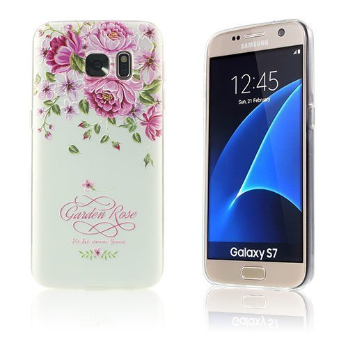 Sandemose Samsung Galaxy S7 Silikonikuori Puutarha Ruusu