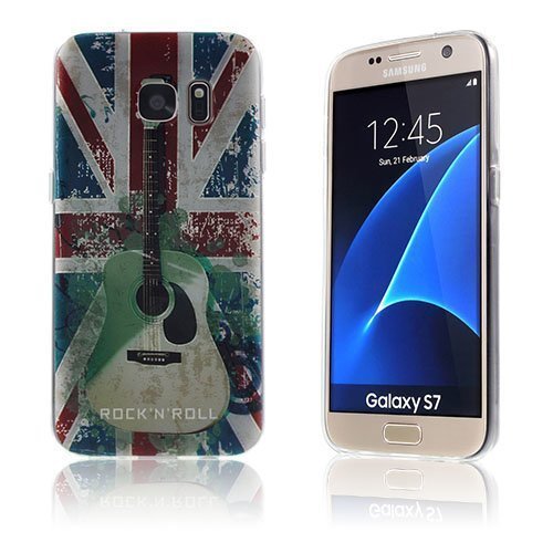 Sandemose Samsung Galaxy S7 Silikonikuori Vanhanaikainen Britannian Lippu Ja Kitara