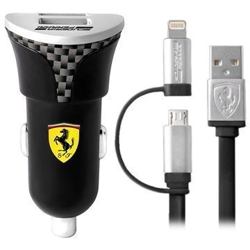 Scuderia Ferrari Dual USB Lightning Autolaturi Hiili