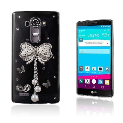 Shine Lg G4 Nahkakotelo Korttitaskuilla Pearl Bowknot