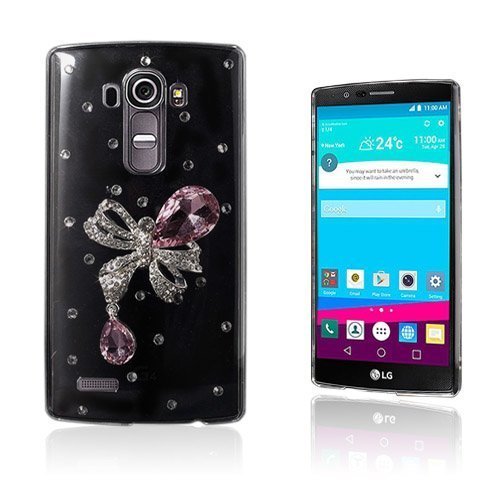 Shine Lg G4 Nahkakotelo Korttitaskuilla Pinkki Pearl Bowknot