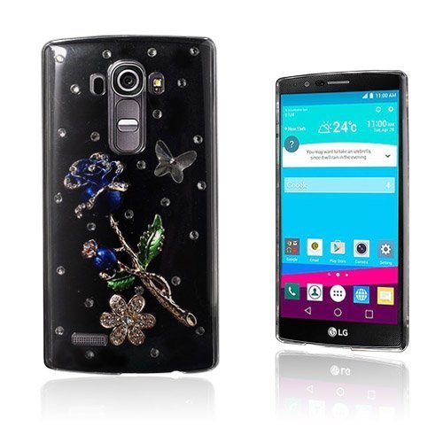 Shine Lg G4 Nahkakotelo Korttitaskuilla Sininen Pearl Kukka