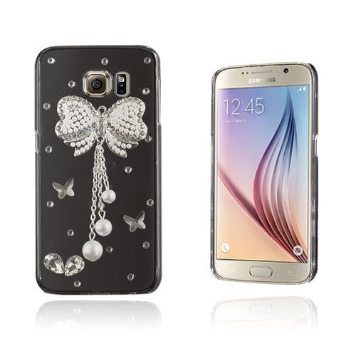 Shine Samsung Galaxy S6 Nahkakotelo Korttitaskuilla 3d Pearl Bowknot