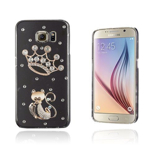 Shine Samsung Galaxy S6 Nahkakotelo Korttitaskuilla 3d Pearl Crown