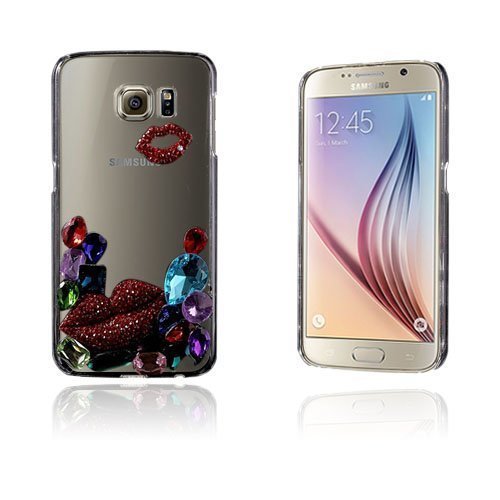 Shine Samsung Galaxy S6 Nahkakotelo Korttitaskuilla 3d Punainen Huulet