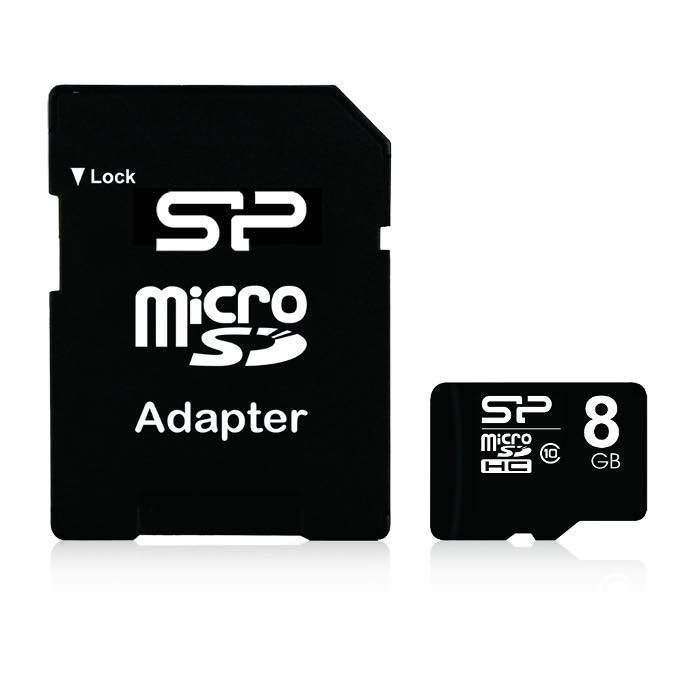 Silicon Power micro SDHC Muistikortti 8 Gt Class 10 SD Adapterilla