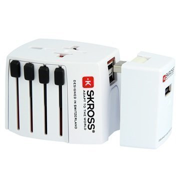 Skross Power Pack World Matka-adapteri MUV USB & SOS-Akku Valkoinen