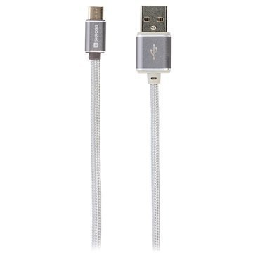 Skross Steel Line Charge'N Sync MicroUSB Kaapeli 1m Hopea